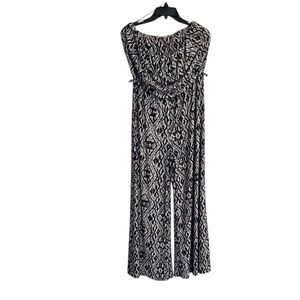 Sandiva Black White Geo Patterned Strapless Romper Jumpsuit Size L
